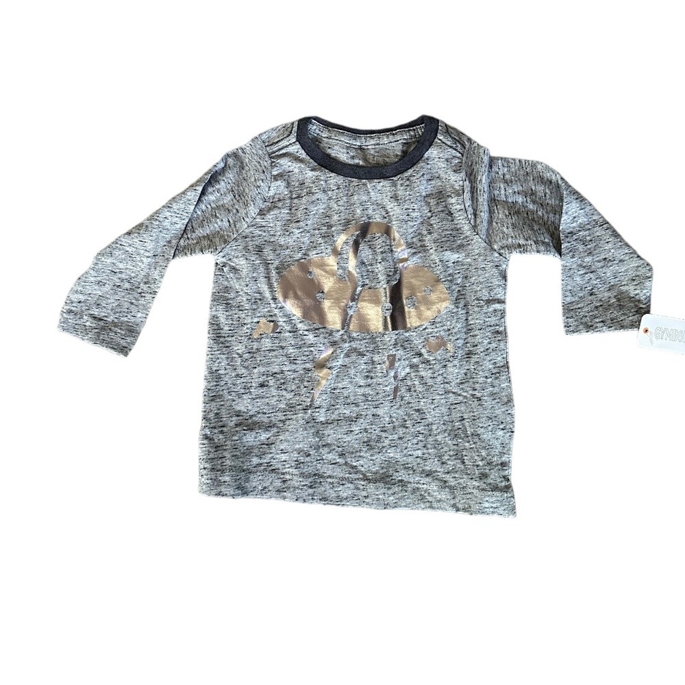 Gymboree Baby Gray Long Sleeve Alien Space Ship Graphic Cotton NWT Boys 6-12 M